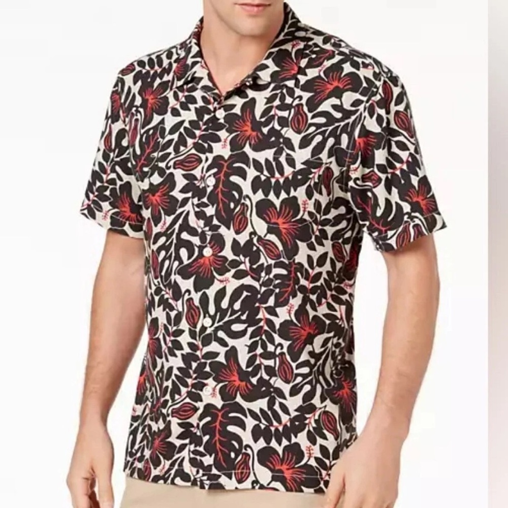 Tommy Bahama Large Silk Terra Fronds Floral Print Camp Shirt